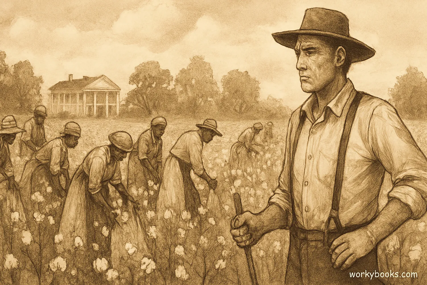 Enslaved African Americans working on a Southern plantation