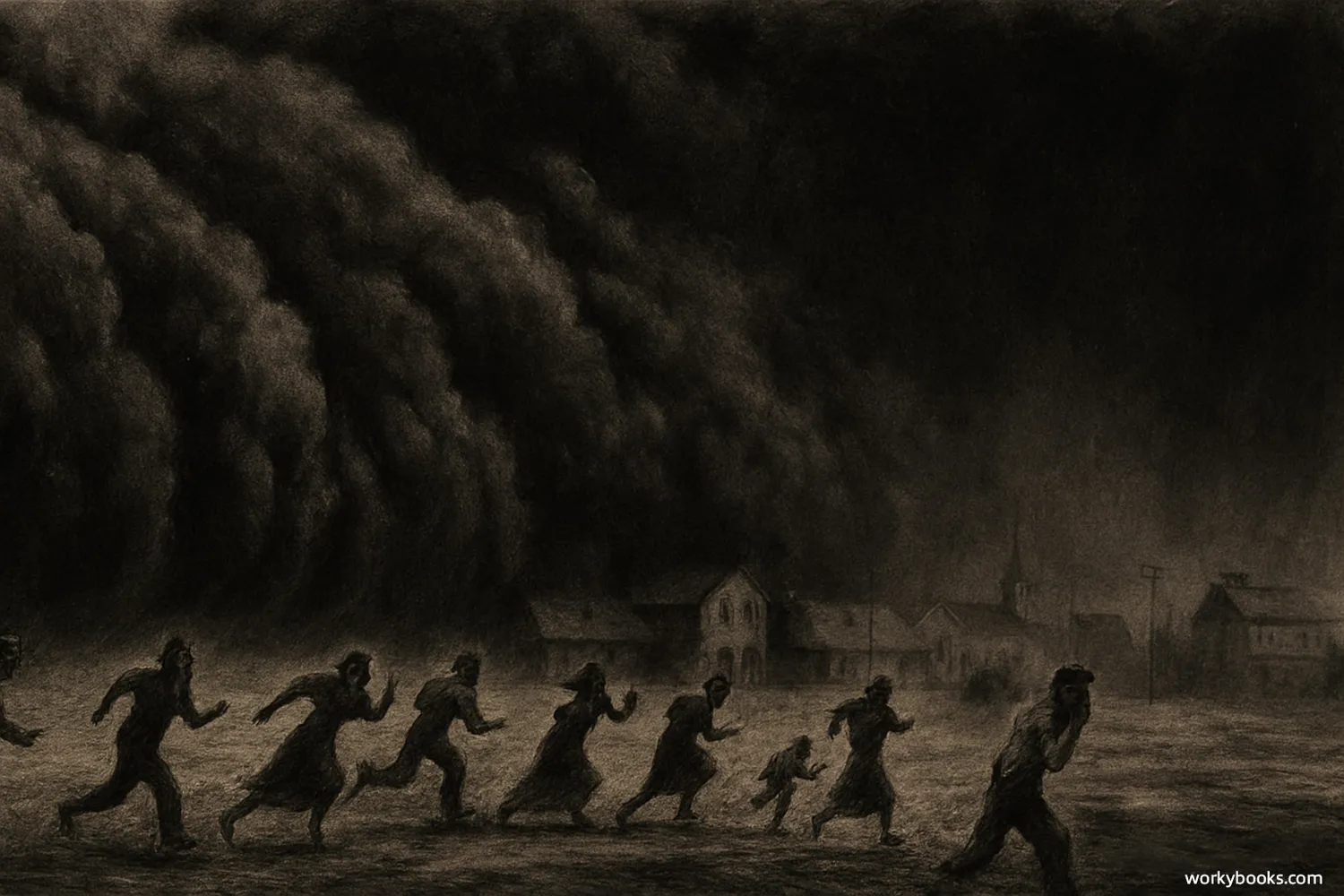 Massive dust storm rolling across the plains on Black Sunday, April 14, 1935