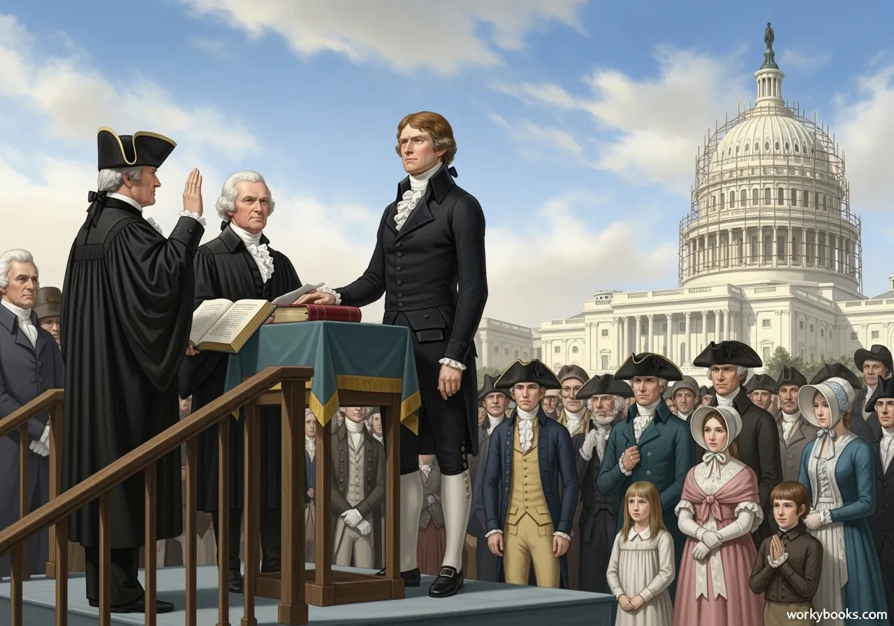 Thomas Jefferson taking the oath of office as President