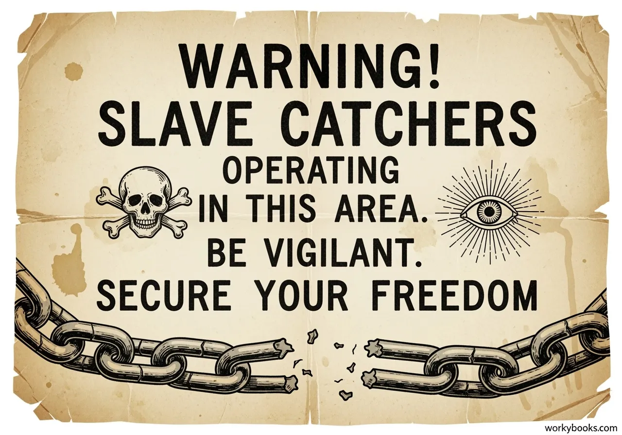 Warning poster about slave catchers in Northern cities