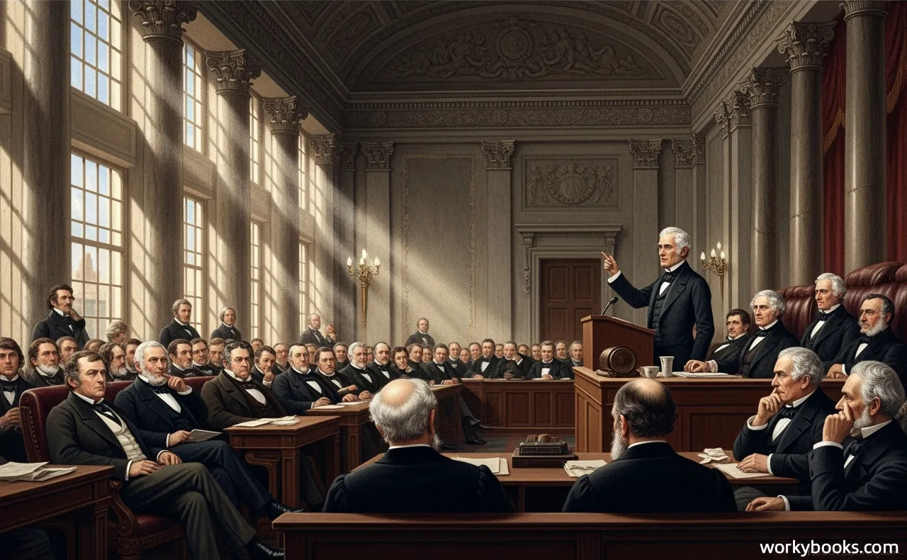 Henry Clay presenting the Compromise of 1850 to Congress