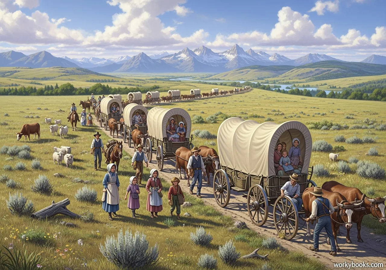American settlers moving westward after the Louisiana Purchase