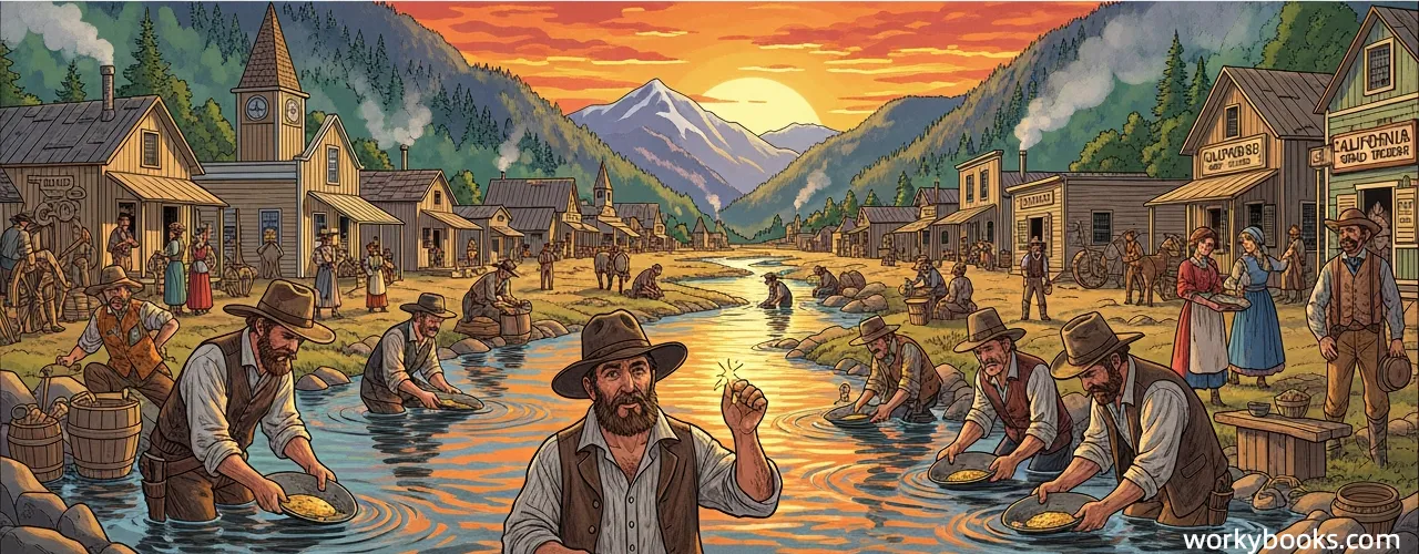 Prospectors rushed west during the California Gold Rush, hoping to find fortune.