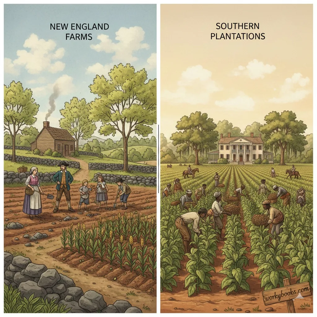New-England-Farms-vs-Southern-Plantations