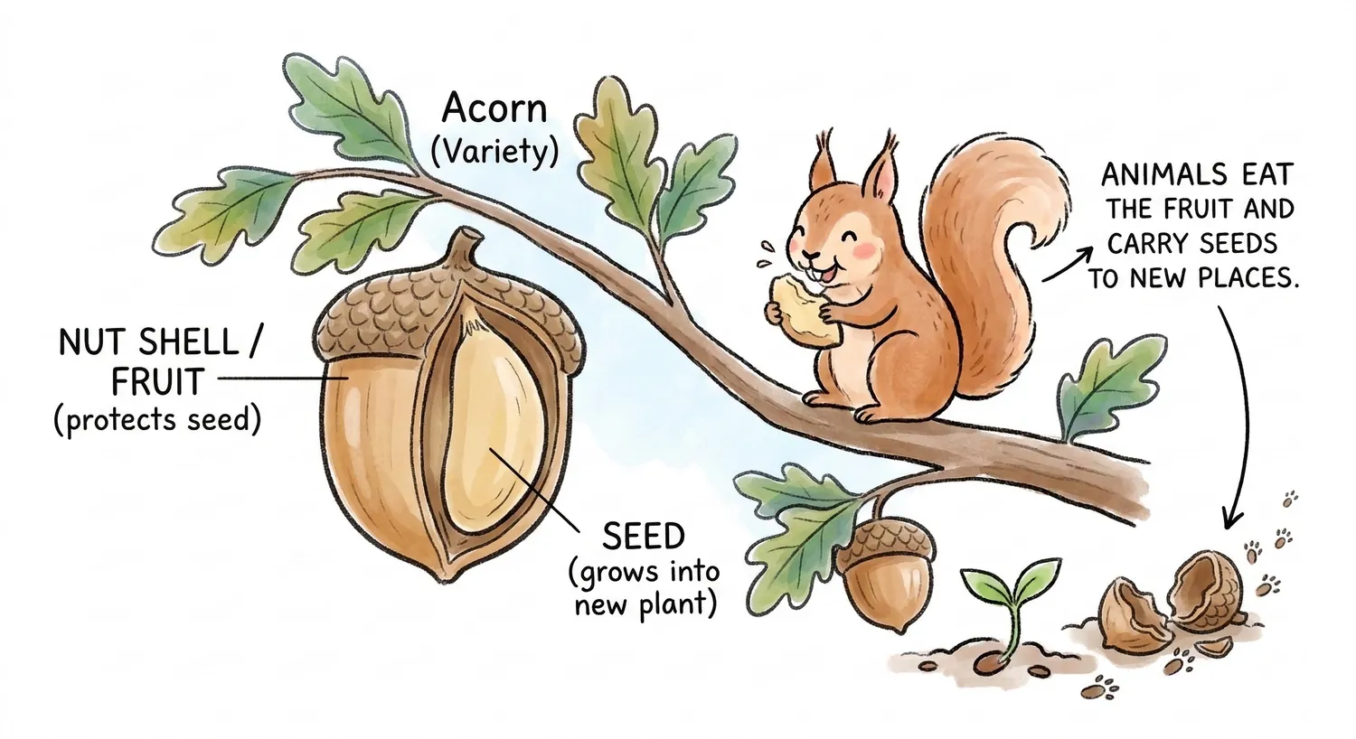 Squirrel dispersing acorn.