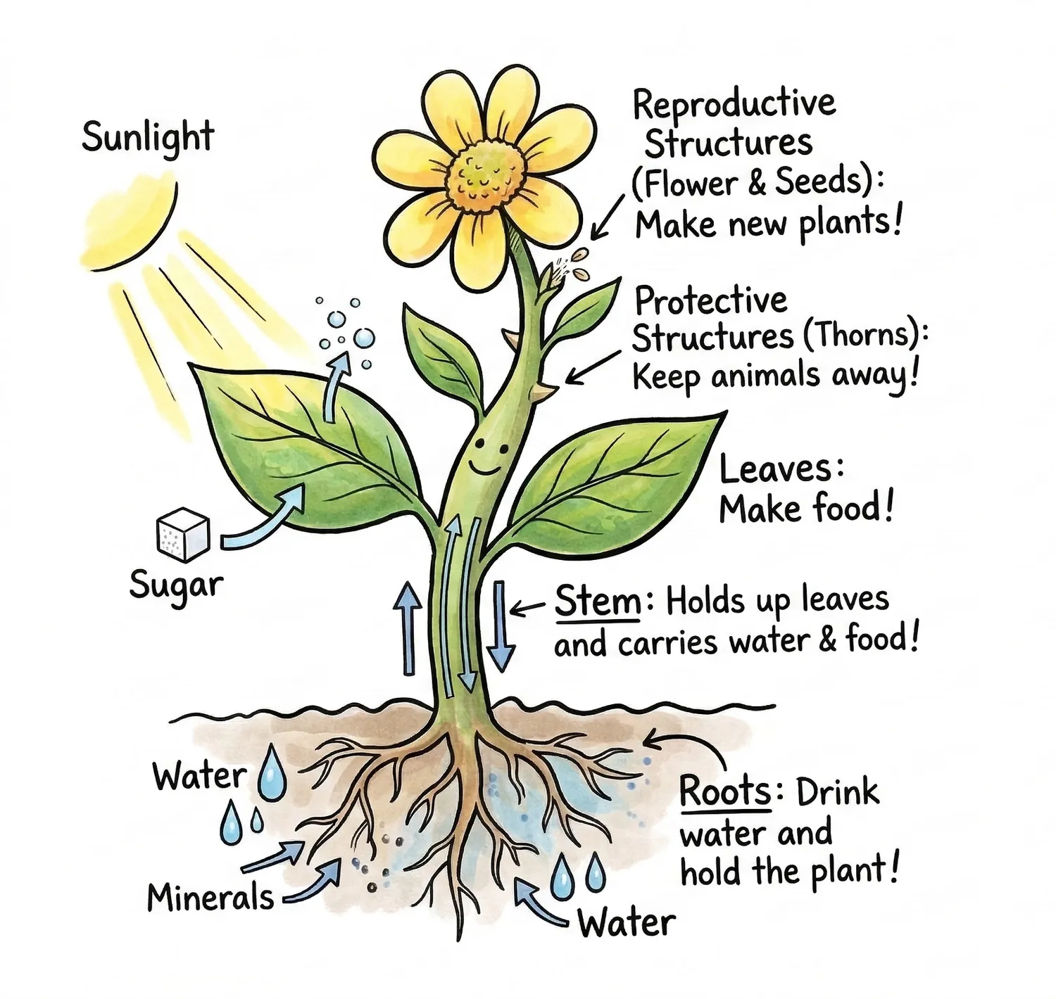 Labeled plant parts.