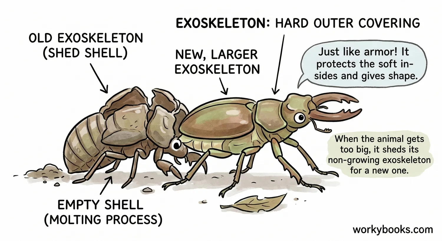 Beetle molting.