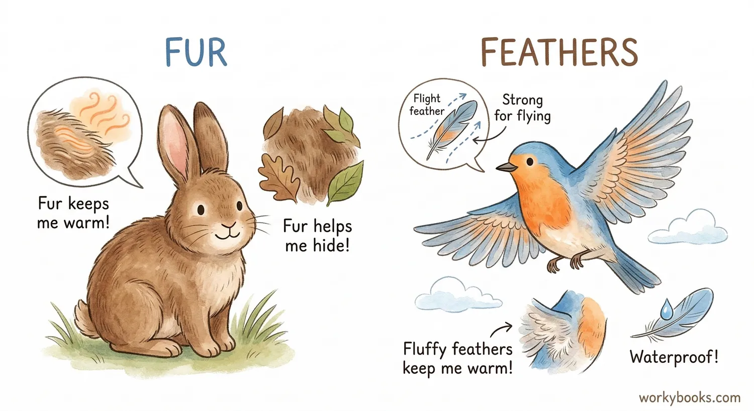 Rabbit and bird illustration.