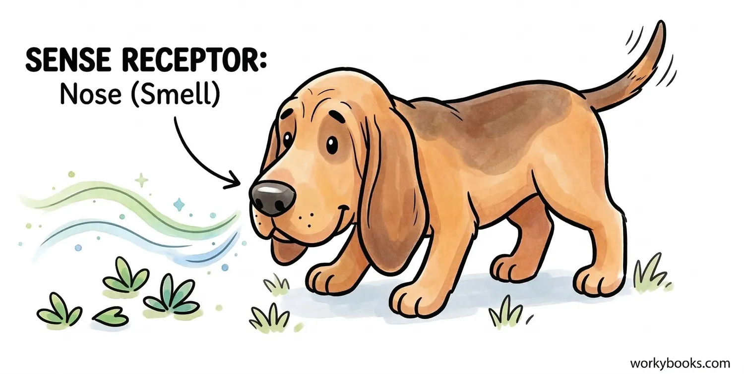 Dog sniffing scent trails.