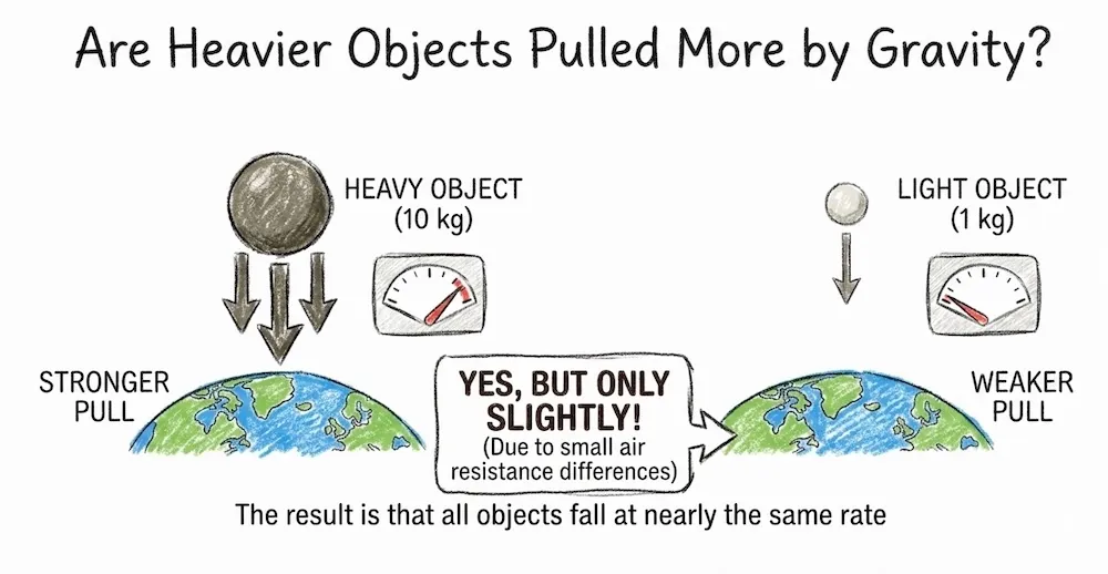 Heavier Objects Pulled More by Gravity