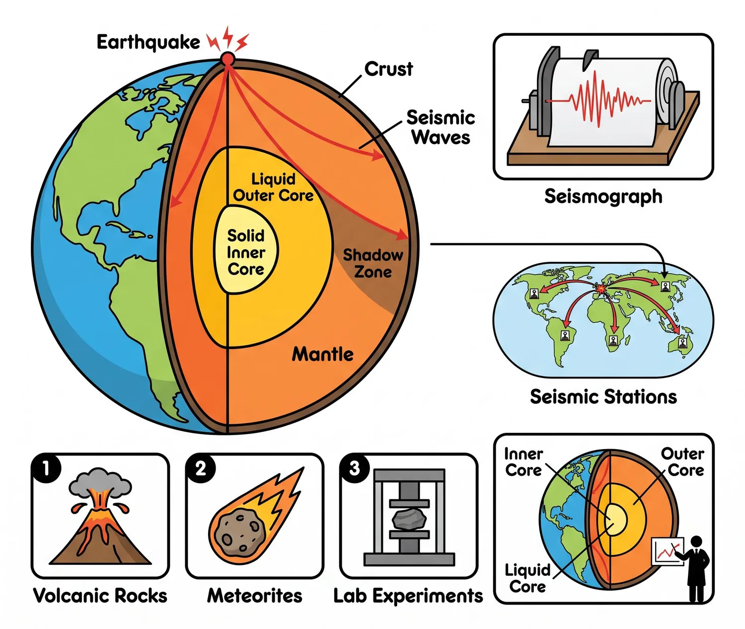 Scientists use seismic waves to study Earth's interior and layered structure.