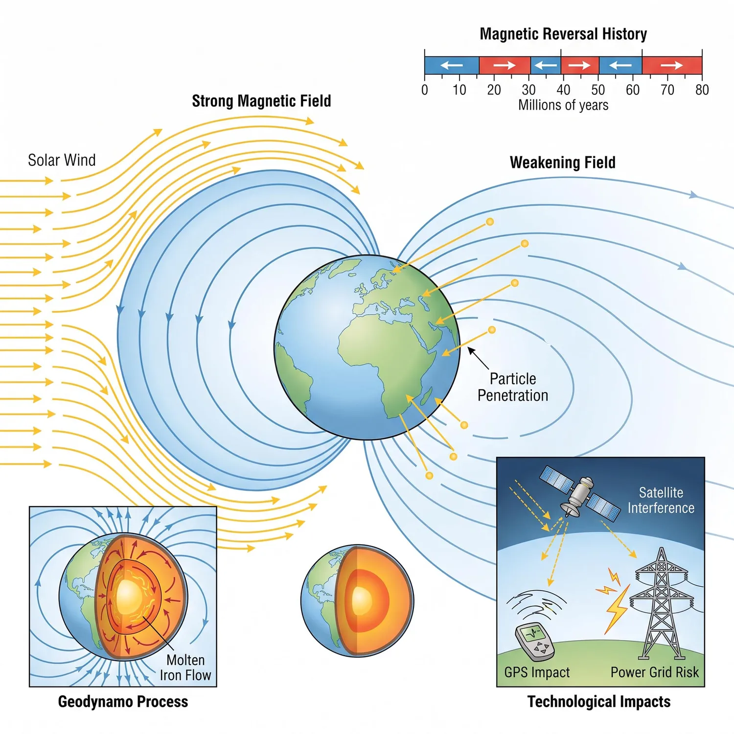 Earth's weakening magnetic field allows more solar particles toward Earth