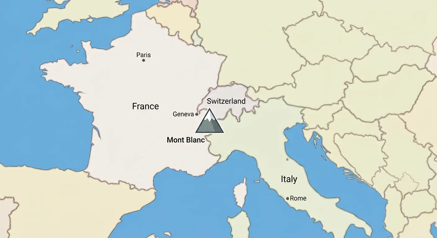 Map showing Mont Blanc's location