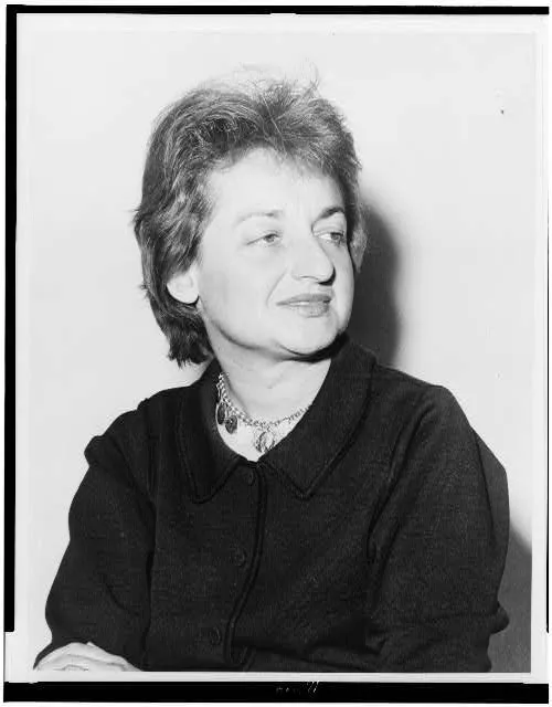 [Betty Friedan, half-length portrait, facing right]