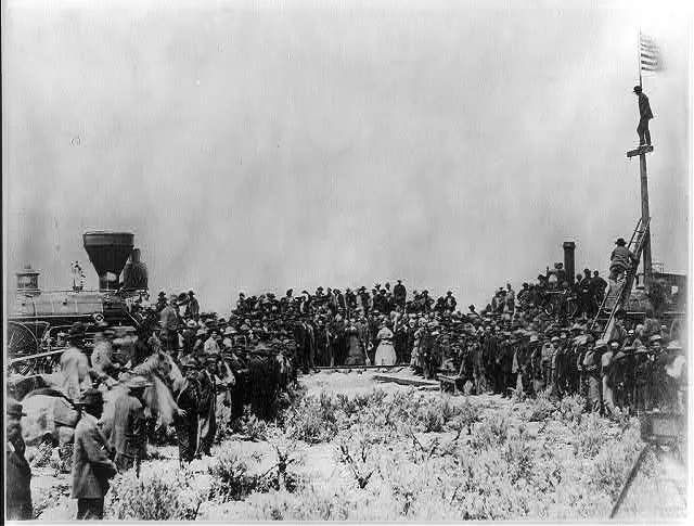 [Completion of the first transcontinental railroad, Promontary Point, Utah]