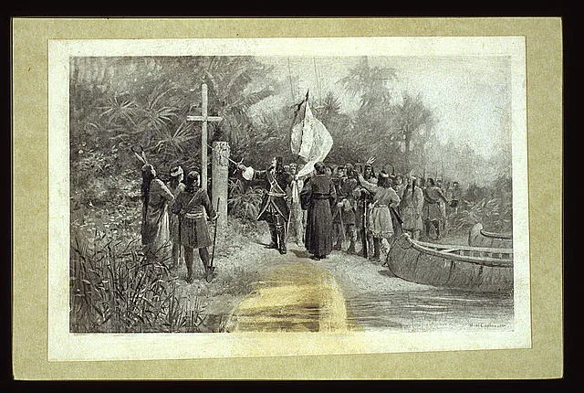 [European explorers arriving in the new world]