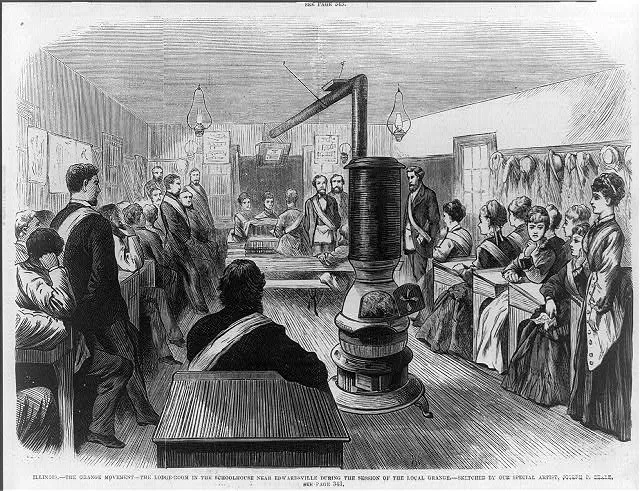 [Illinois - the grange movement - the lodge room in the schoolhouse near Edwardsville during the session of the local grange...]