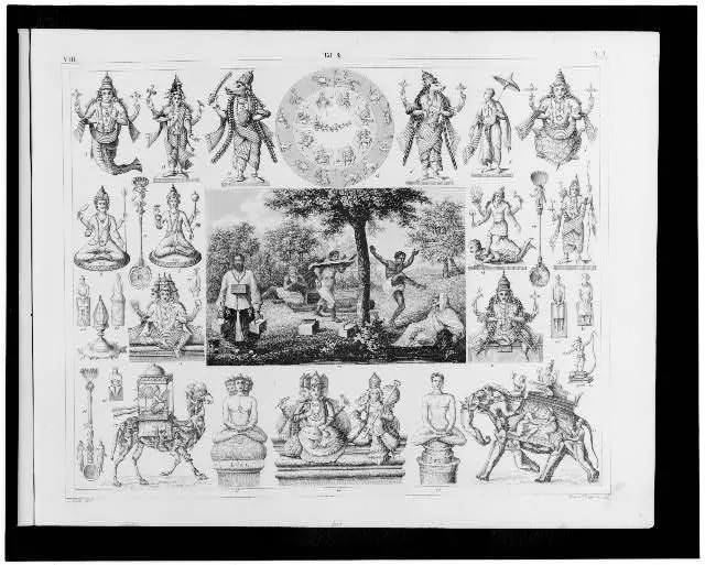 [Images of Hindu cosmogony and gods]