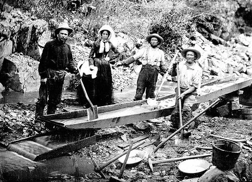 1850 Woman and Men in California Gold Rush