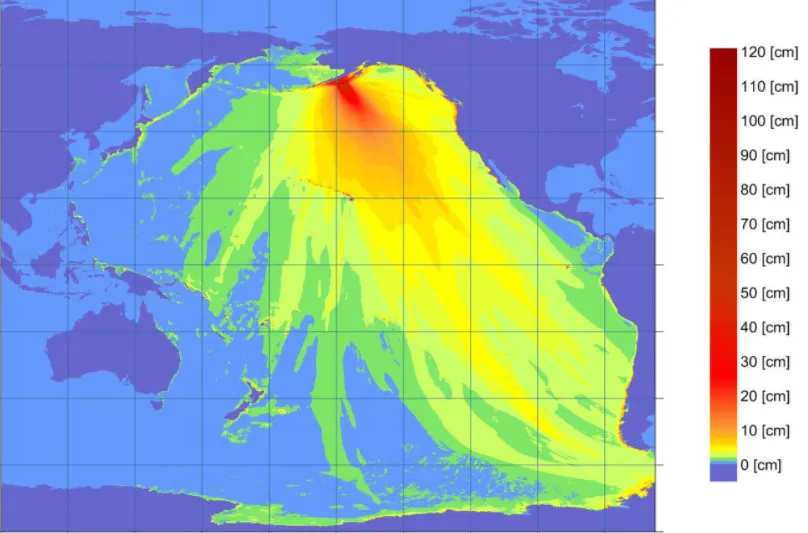 2021 Chignik earthquake Tsunami map