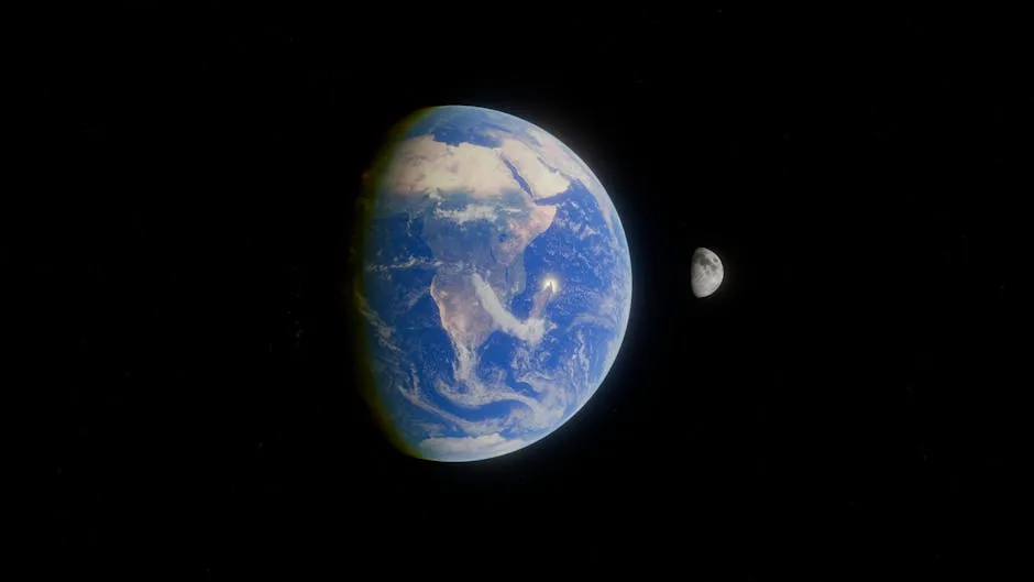 A captivating view of Earth and its moon floating in the vast expanse of space.
