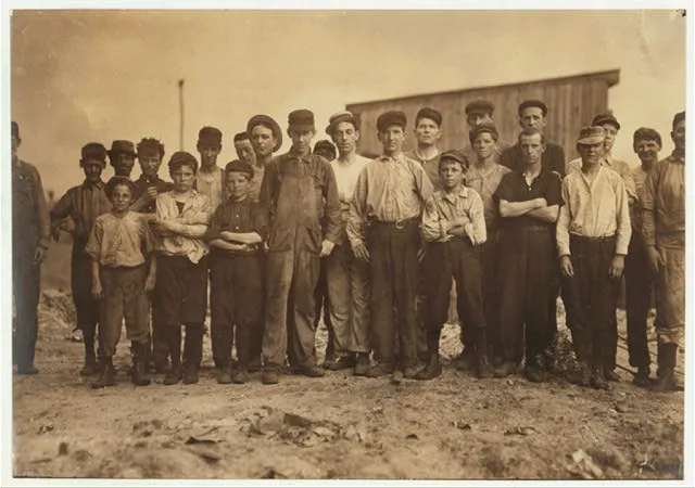 A few of the young boys working on the night shift at the Alexandria (Va.) Glass Factory. See also photos and labels 2260 to 2271. Location: Alexandria, Virginia.