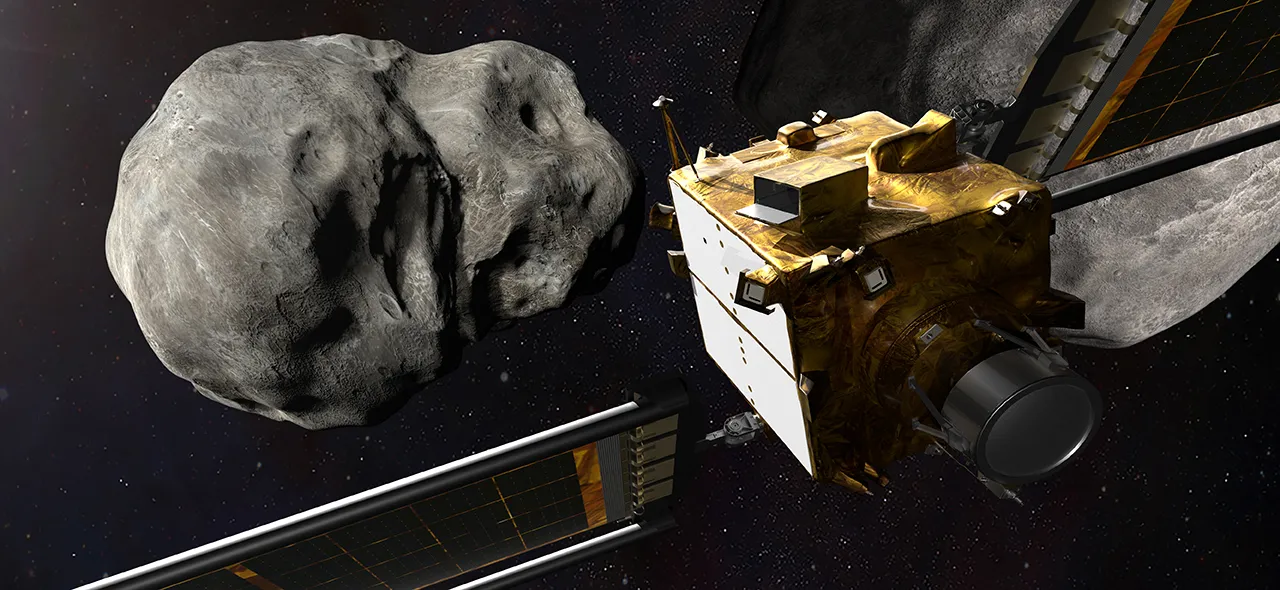 Artist's illustration of NASA's Double Asteroid Redirection Test Mission