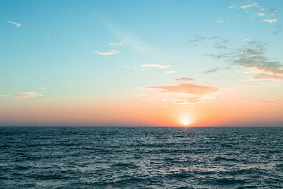 Beautiful sunset over Lake Michigan, capturing serene waters and a colorful sky.