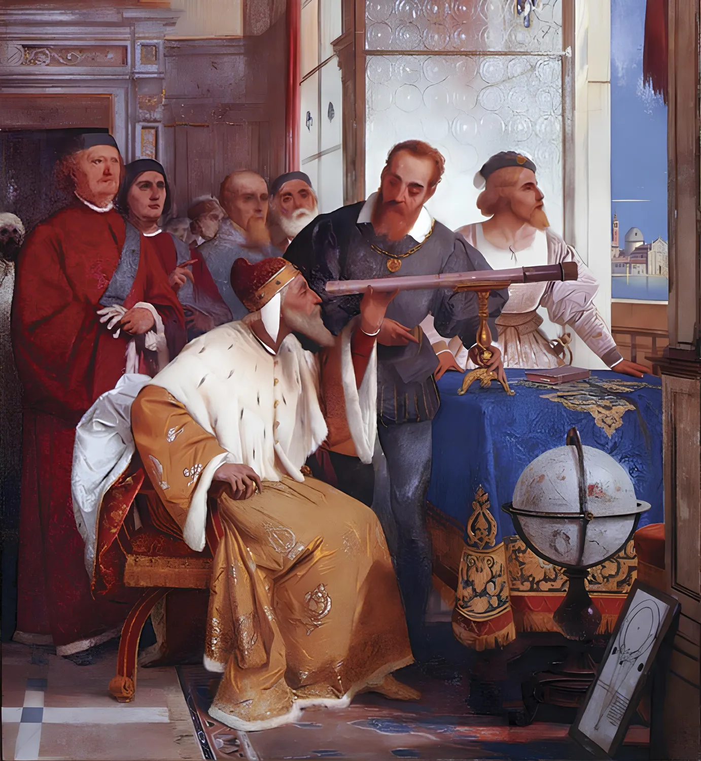 Bertini fresco of Galileo Galilei and Doge of Venice Upscaled