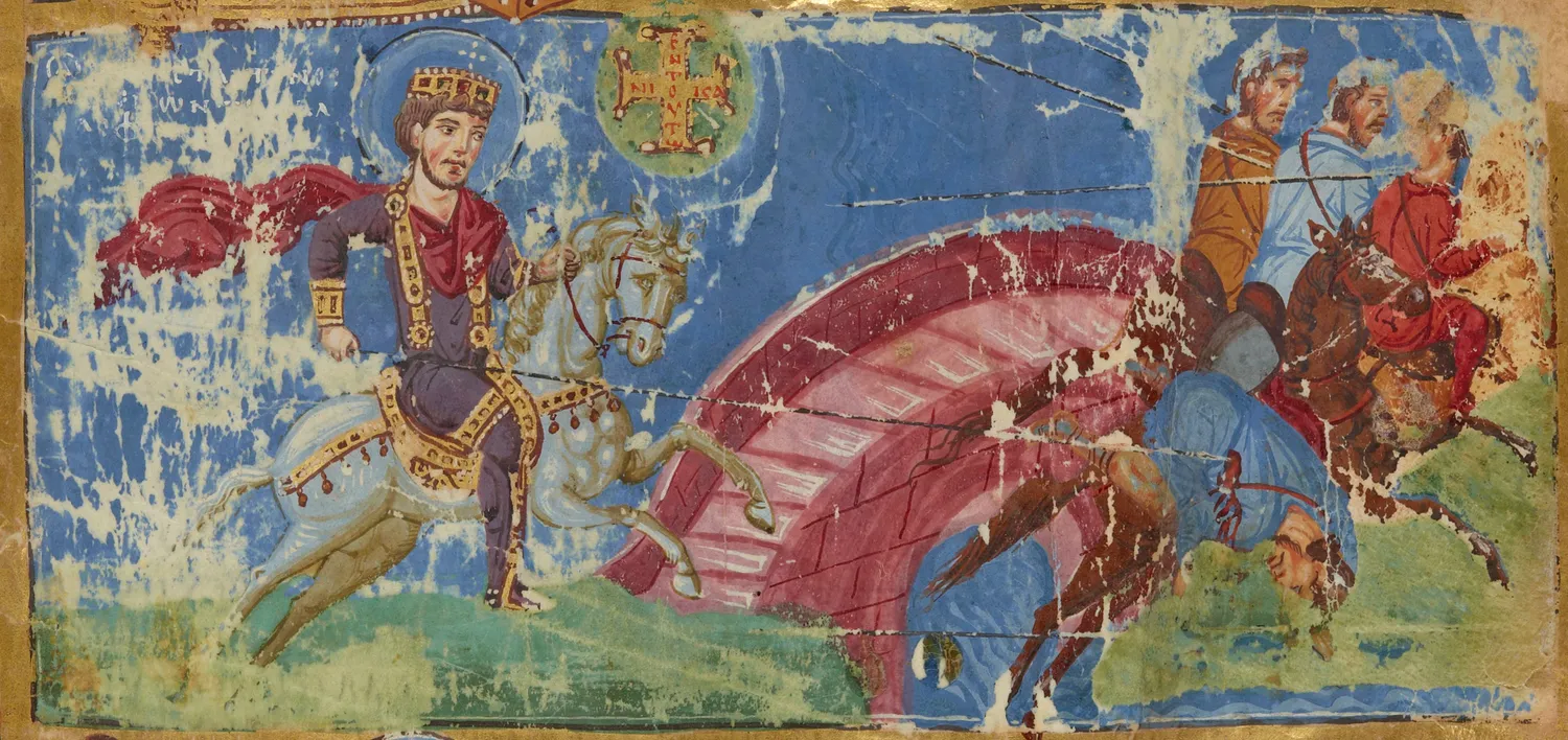 BnF MS Gr510 folio 440 recto - detail - Constantine's Vision and the Battle of the Milvian Bridge