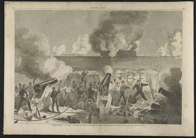 Bombardment of Fort Sumter by the batteries of the Confederate states, April 13, 1861