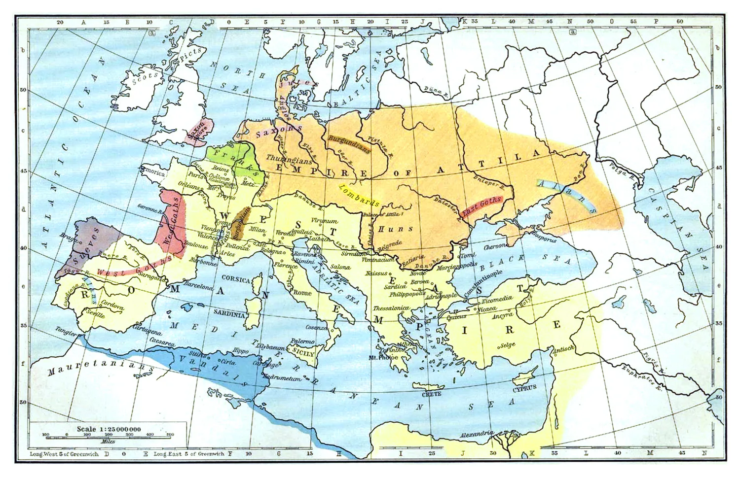 C. 450 Roman and Hun Empires
