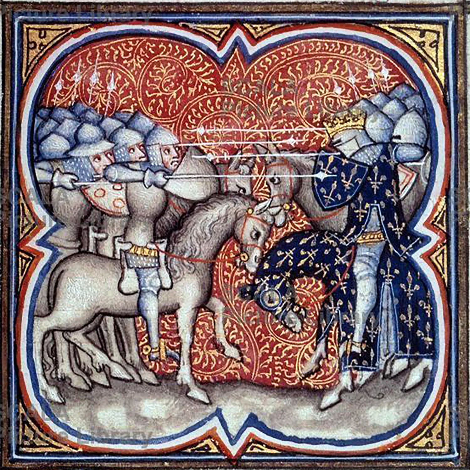 Charles Martel fighting the Saracens at Tours-Poitiers in 732, Great Chronicles of France (27408010460)