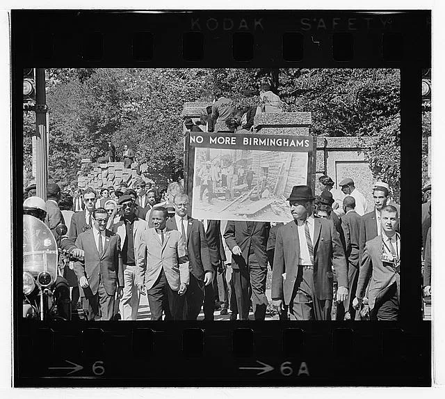 Congress of Racial Equality conducts march in memory of Negro youngsters killed in Birmingham bombings, All Souls Church, 16th Street, Wash[ington], D.C.