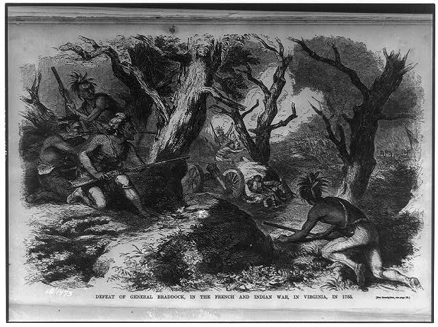 Defeat of General Braddock, in the French and Indian War, in Virginia in 1755