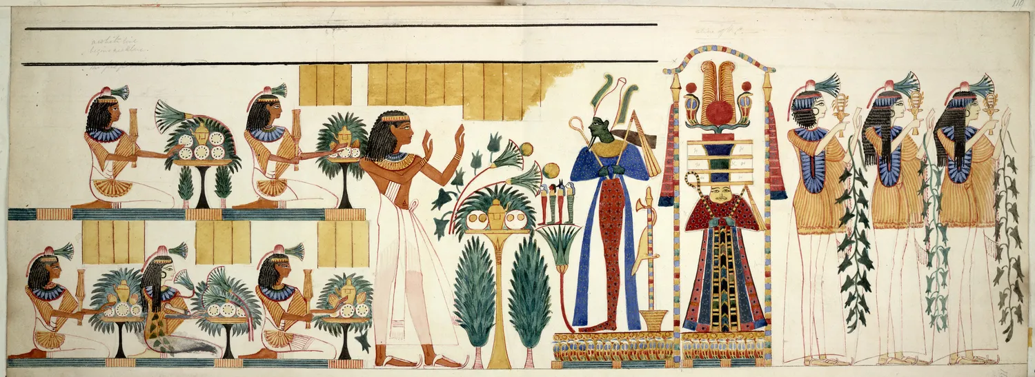 Egyptian tomb wall-painting - Egyptian Collections, Vol. XI (1826-1838), f.118 - BL Add MS 29822