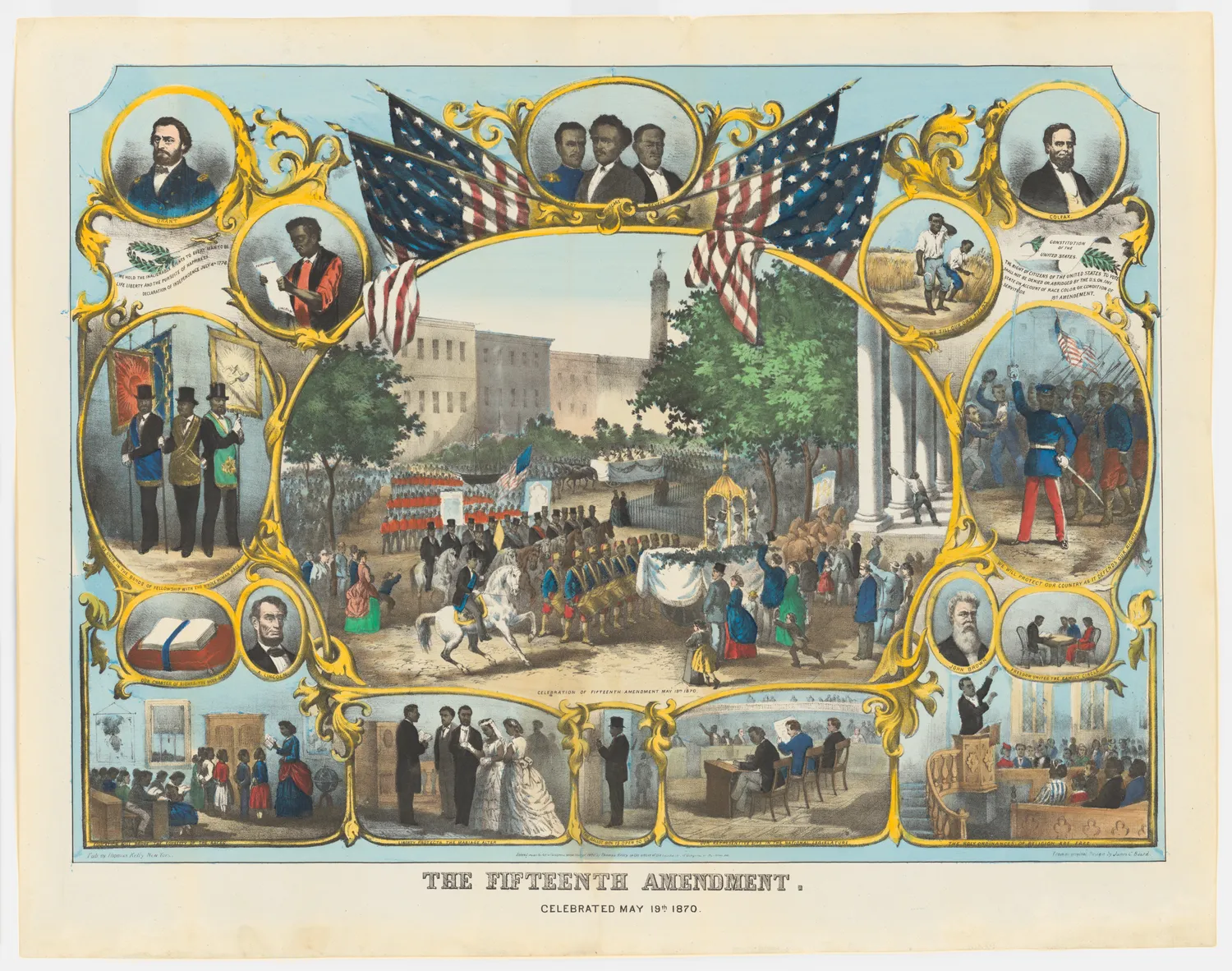Fifteenth Amendment by an unidentified artist after James Carter Beard, 1870, hand-colored lithograph on paper, from the National Portrait Gallery - NPG-8700112B 1