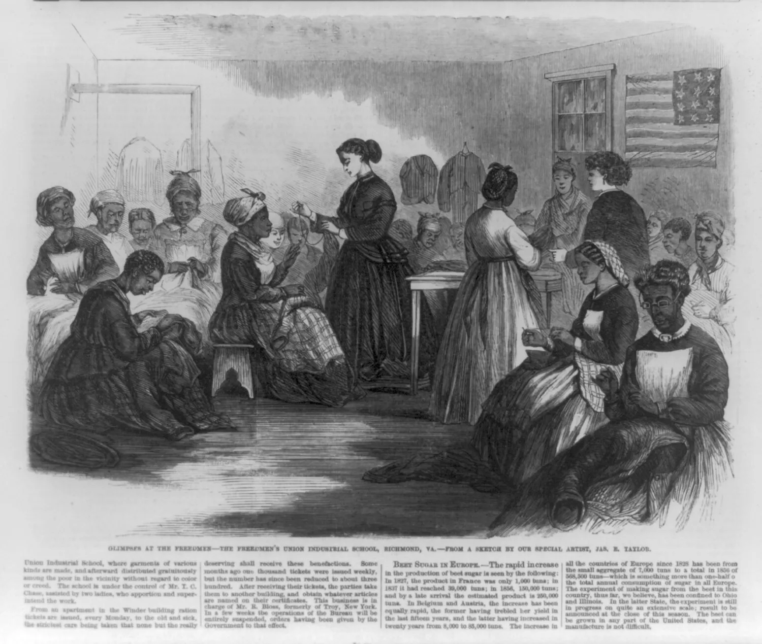 Glimpses at the Freedmen - The Freedmen's Union Industrial School, Richmond, Va. - from a sketch by Jas E. Taylor. LCCN98501491