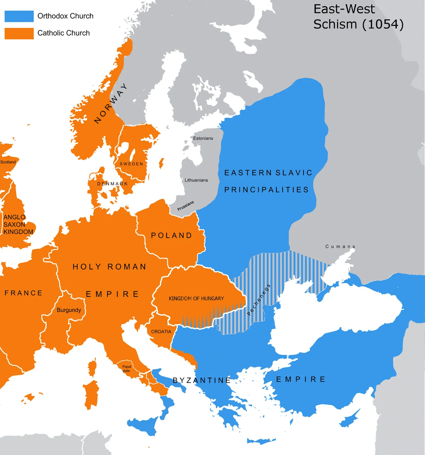 Great Schism 1054 with former borders