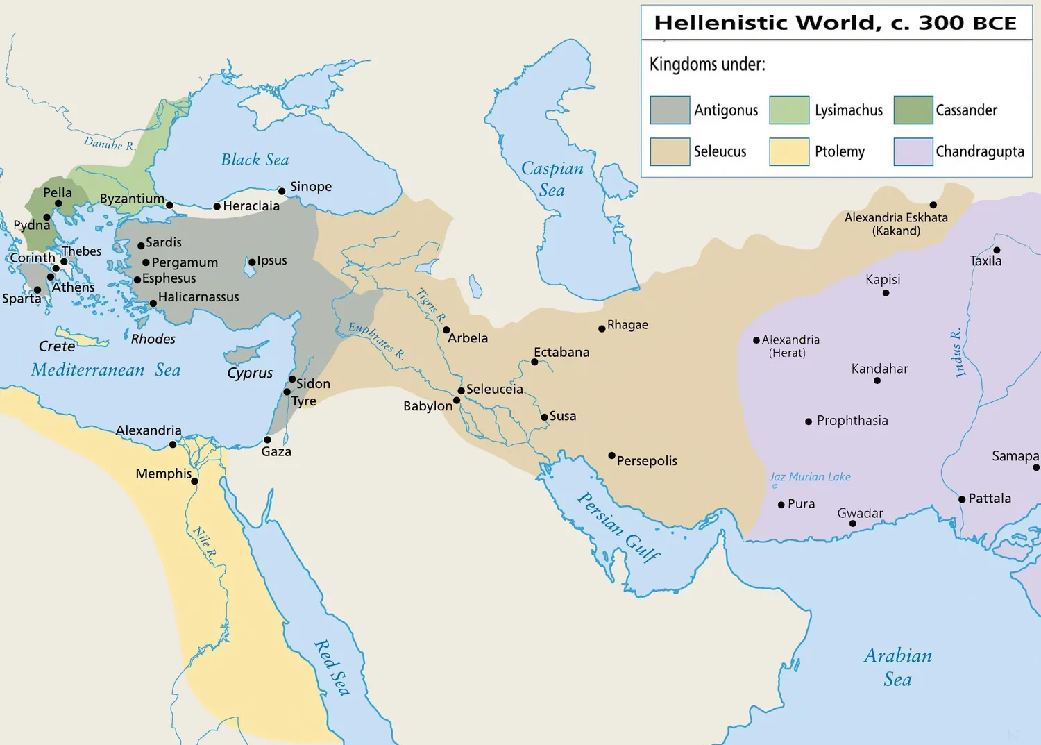 Hellenistic World 300 BCE Standard map