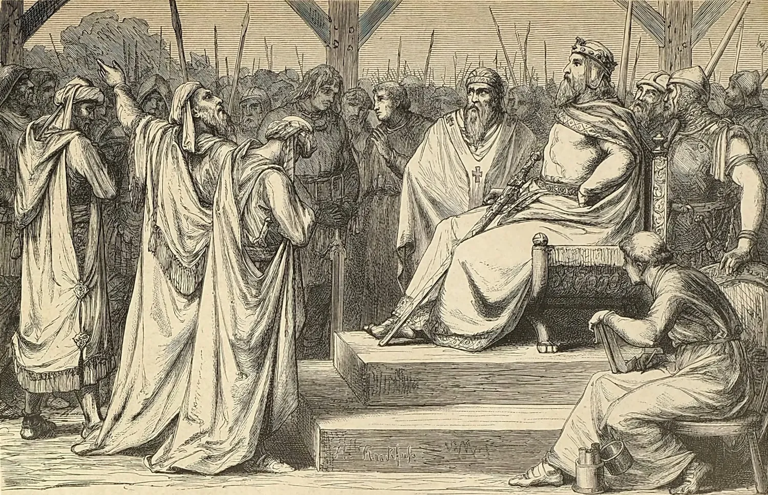 Hermann Knackfuß - Exiled emirs before Charlemagne in Paderborn, 777