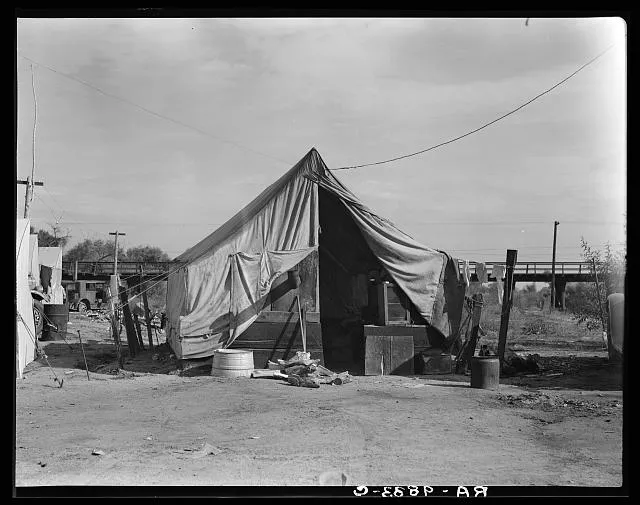 Home of a family of native Californians, migratory workers. Near Porterville, California