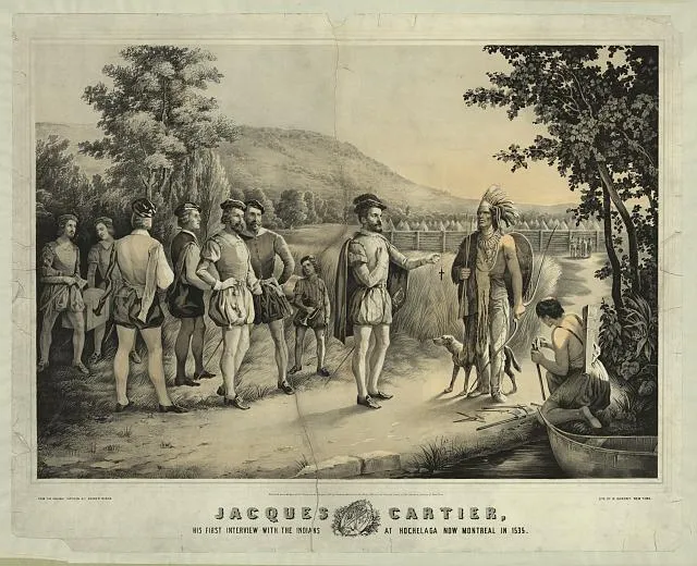 Jacques Cartier, his first interview with the Indians at Hochelaga now Montreal in 1535