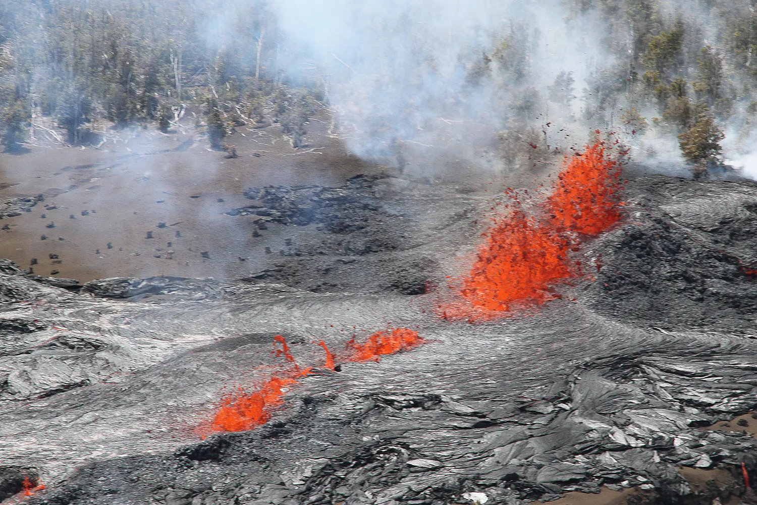 Lava Fountains at Kilauea Volcano in Hawaii 20110306