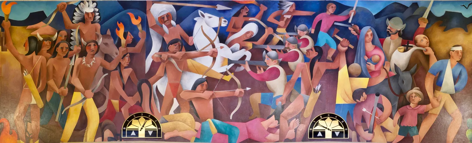 Loren Mozley Pueblo Revolt 1680 installed 1936 ABQ NM