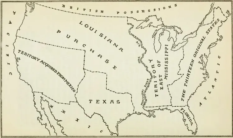 Map Showing Extent of Louisiana Purchase - History of Iowa