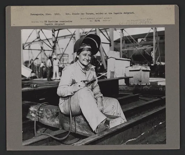 Mrs. Jennie Mae Turner, welder at the Ingalls shipyard, Pascagoula, Miss.