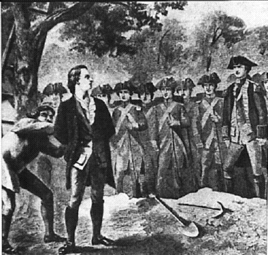 Nathan Hale hanged by British 1776