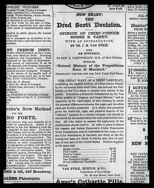 Now ready: the Dred Scott decision--Opinion of Chief-Justice Roger B. Taney ...