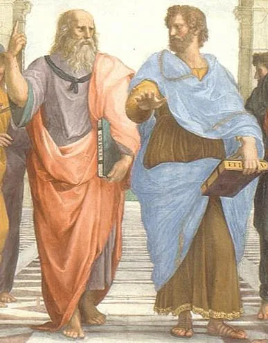 Plato and Aristotle in The School of Athens, by italian Rafael